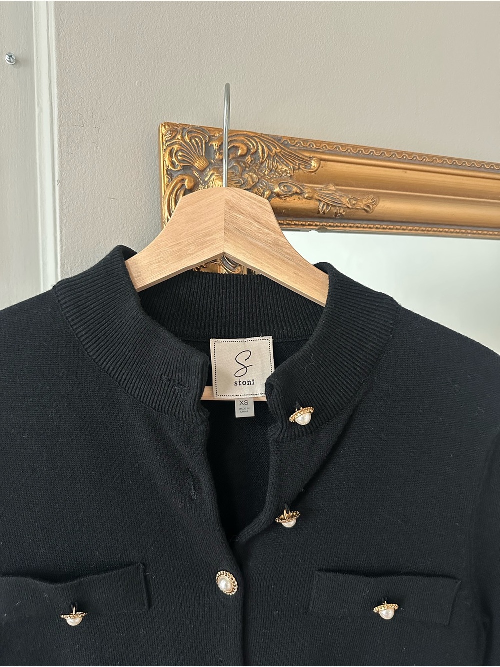 Vintage Sioni Black Pearl-Button Knit Cardigan sweater - Picture 3 of 4